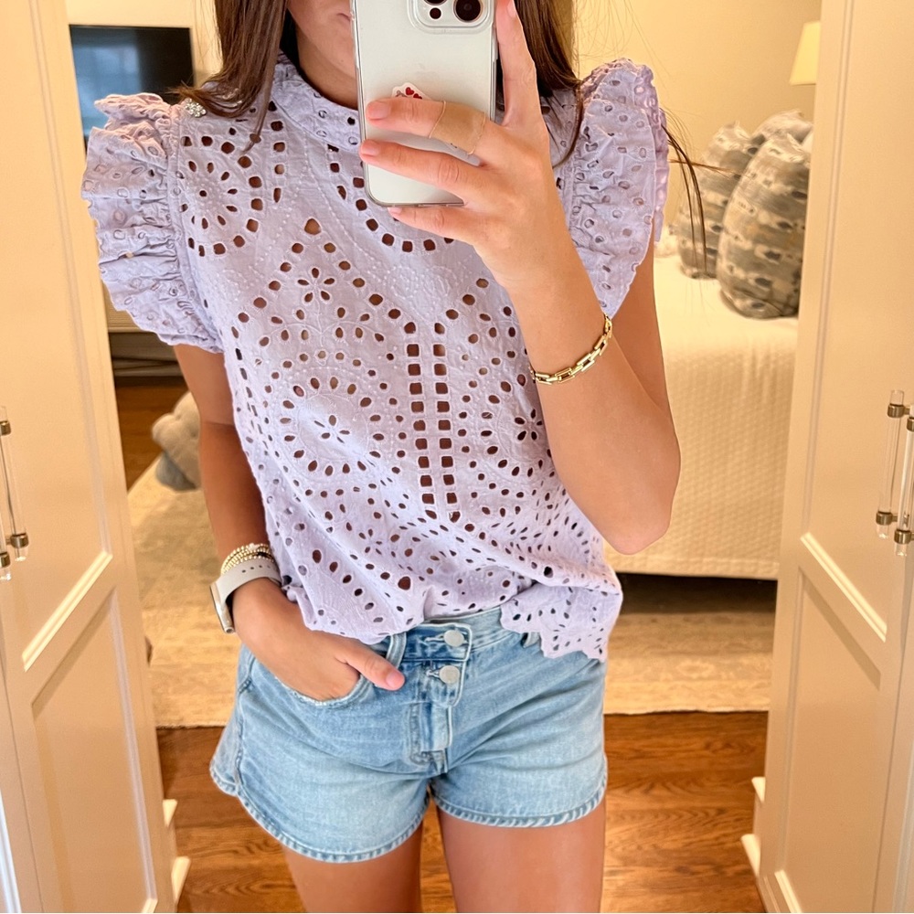 ICHI Lilac Lace Top (short sleeve)
